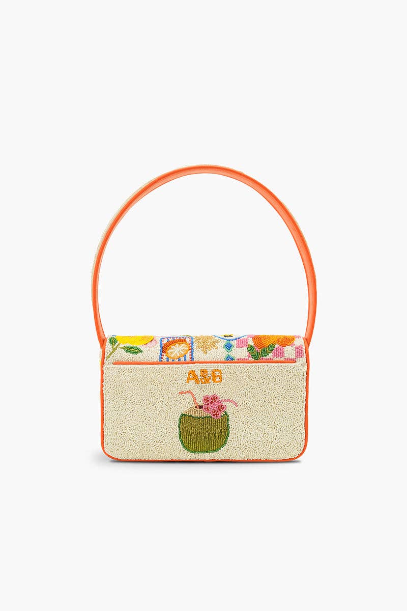 Zesty Orchard Orange Lemon Floral Beaded Shoulder Bag