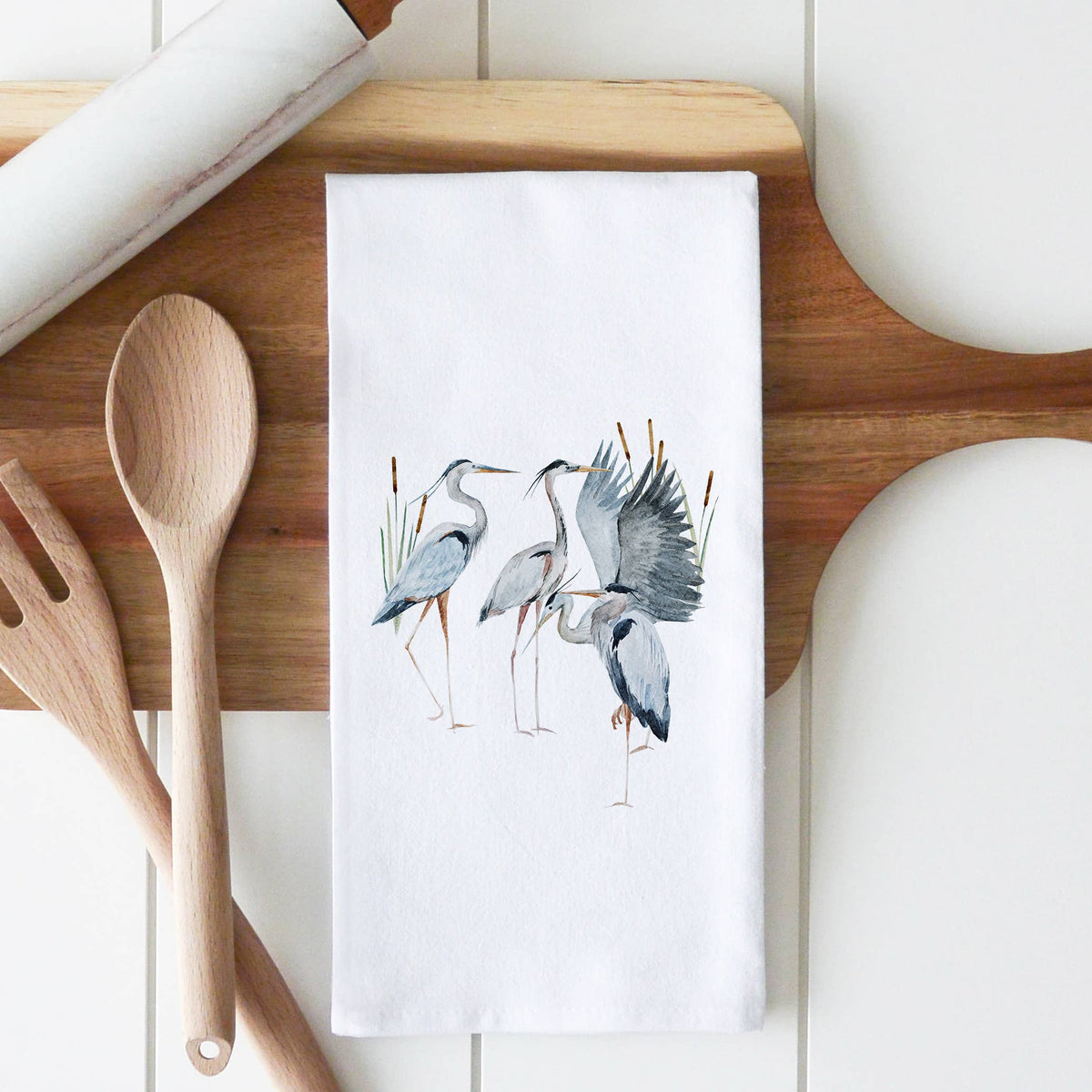 Heron Family Tea Towel