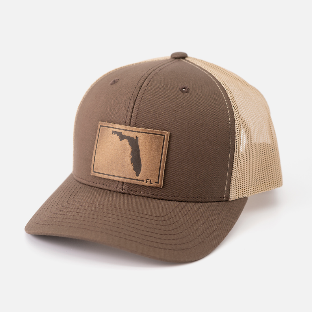 Florida Silhouette Hat | Leather Patch Trucker Hat