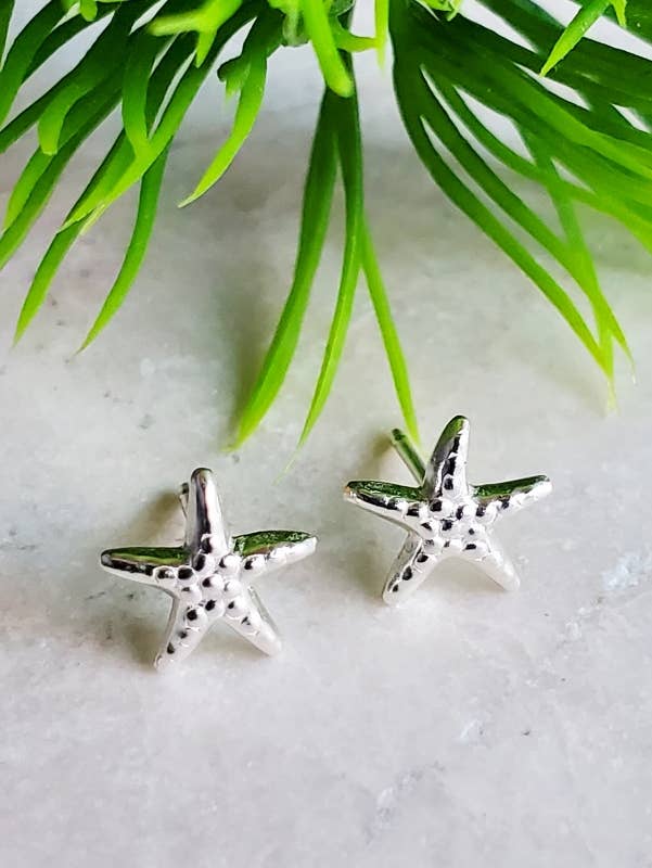 Silver Starfish Studs