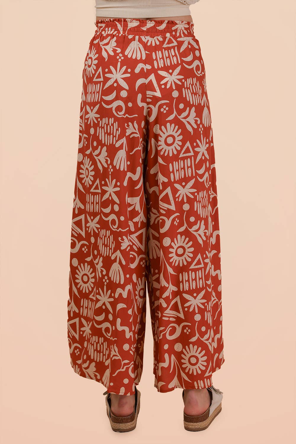 NP70715 - Printed Wide Leg Long Pants