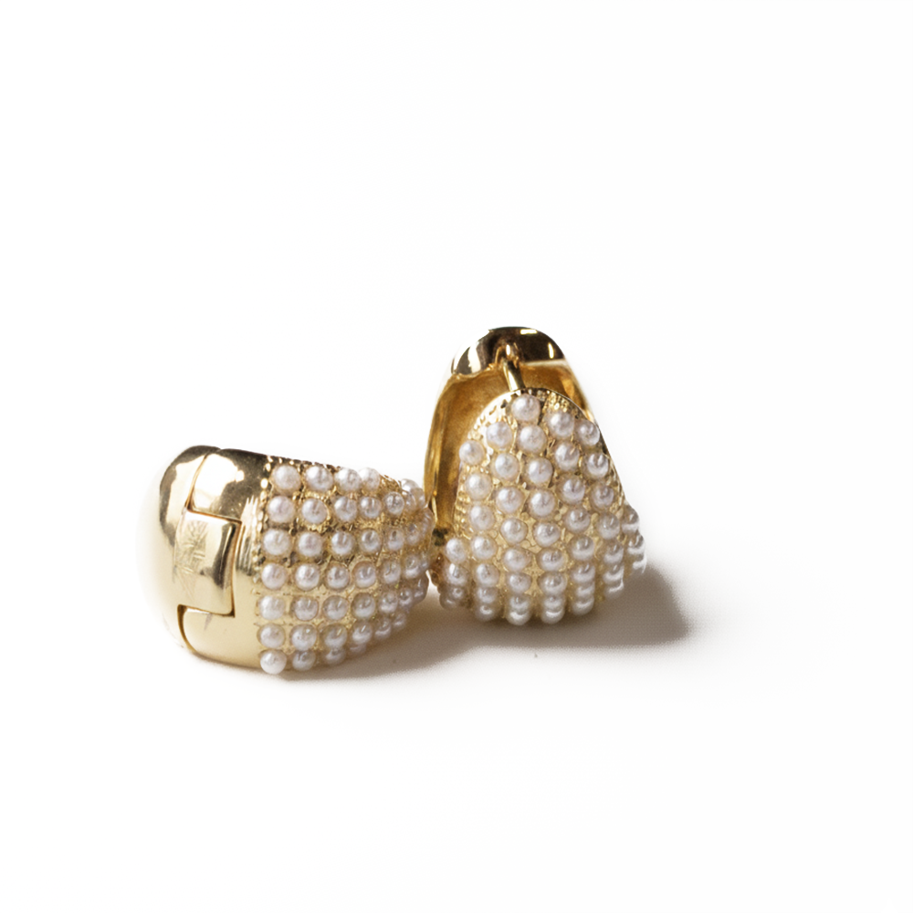 Seaside Earrings-Pearl Huggies