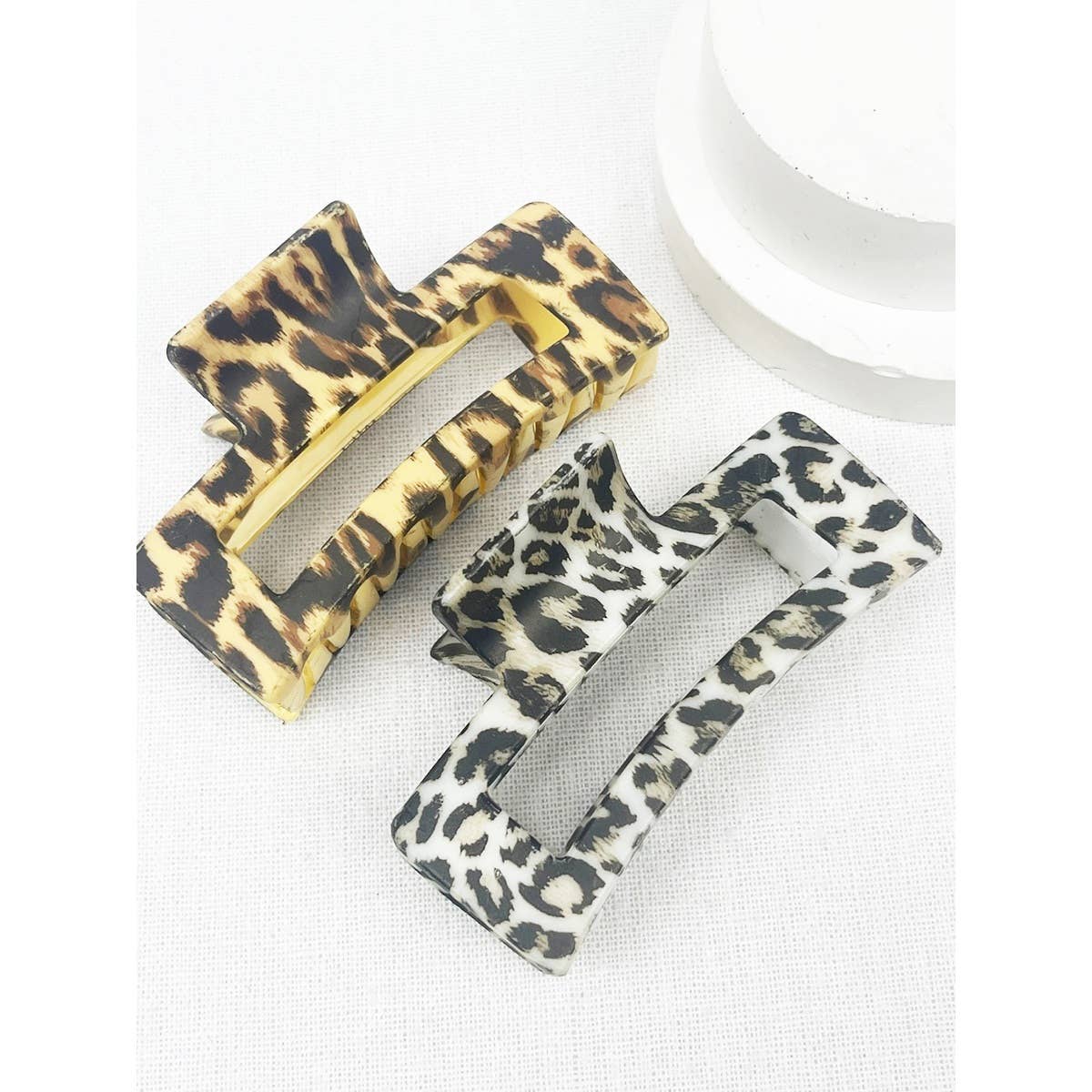 Leopard Pattern Rectangle Hair Clips
