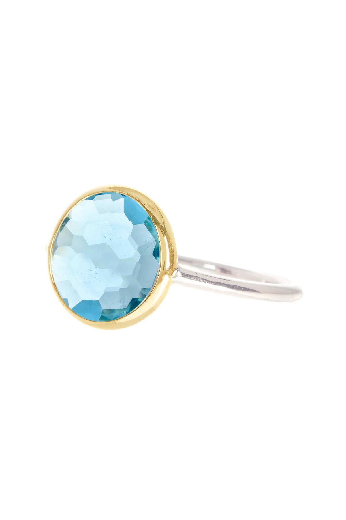 Sky Blue Crystal 2 Tone Filled Ring - SF