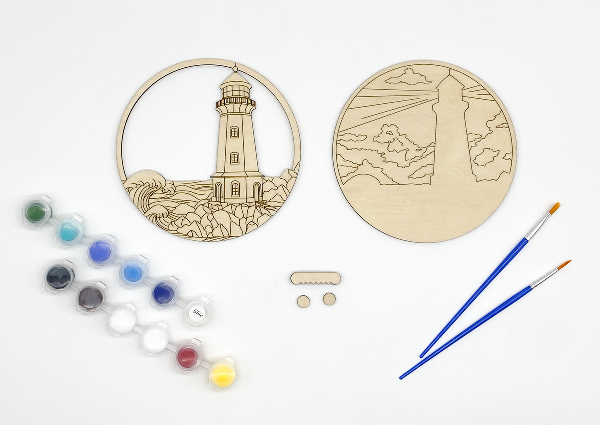 Lighthouse Coastal DIY Paint Kit – Layered Wood Ocean Art