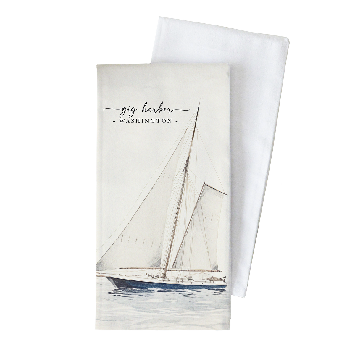 Custom Location Sailboat Tea Towel