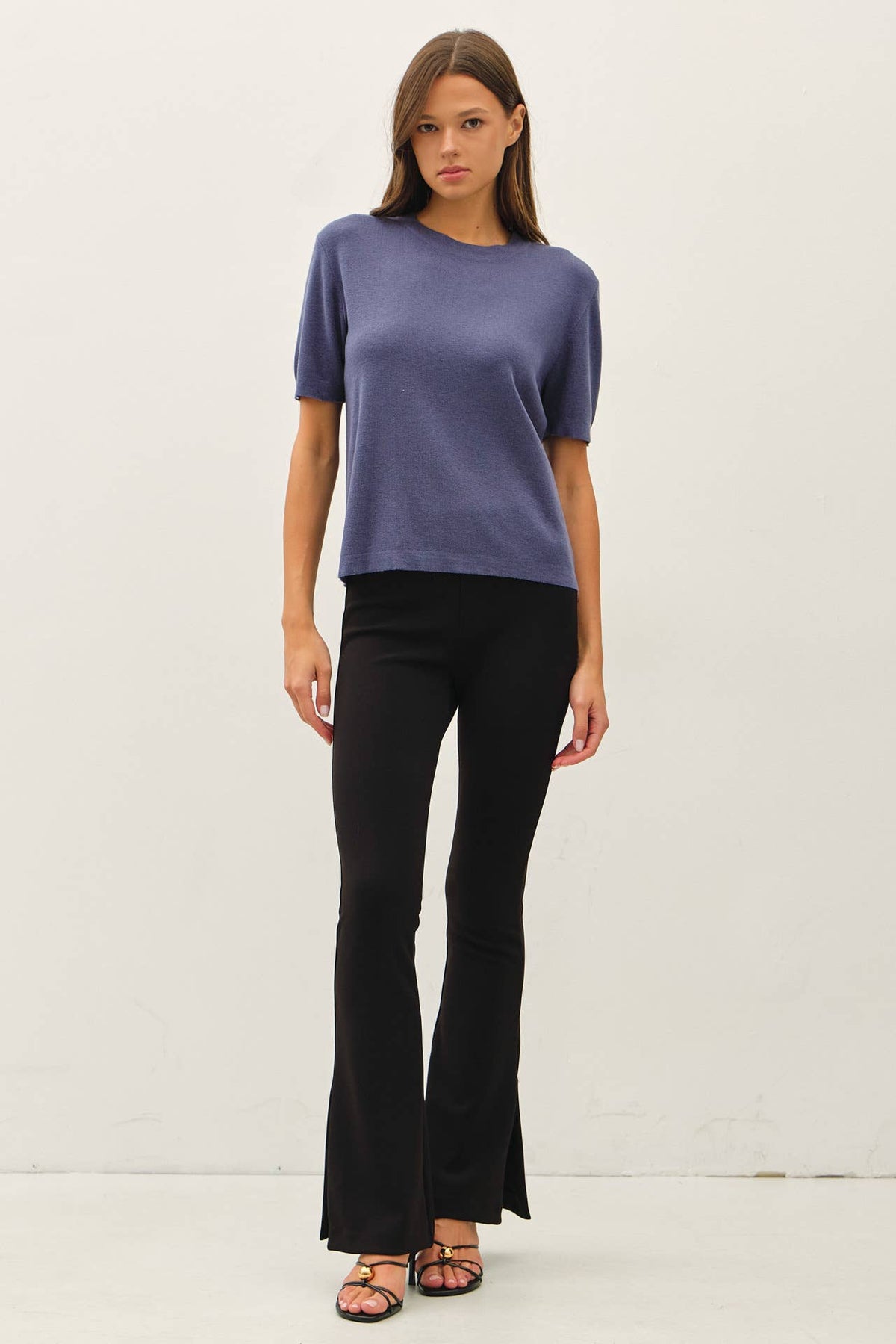 CASHMERE BLENDED SHORT SLEEVE SWEATER
