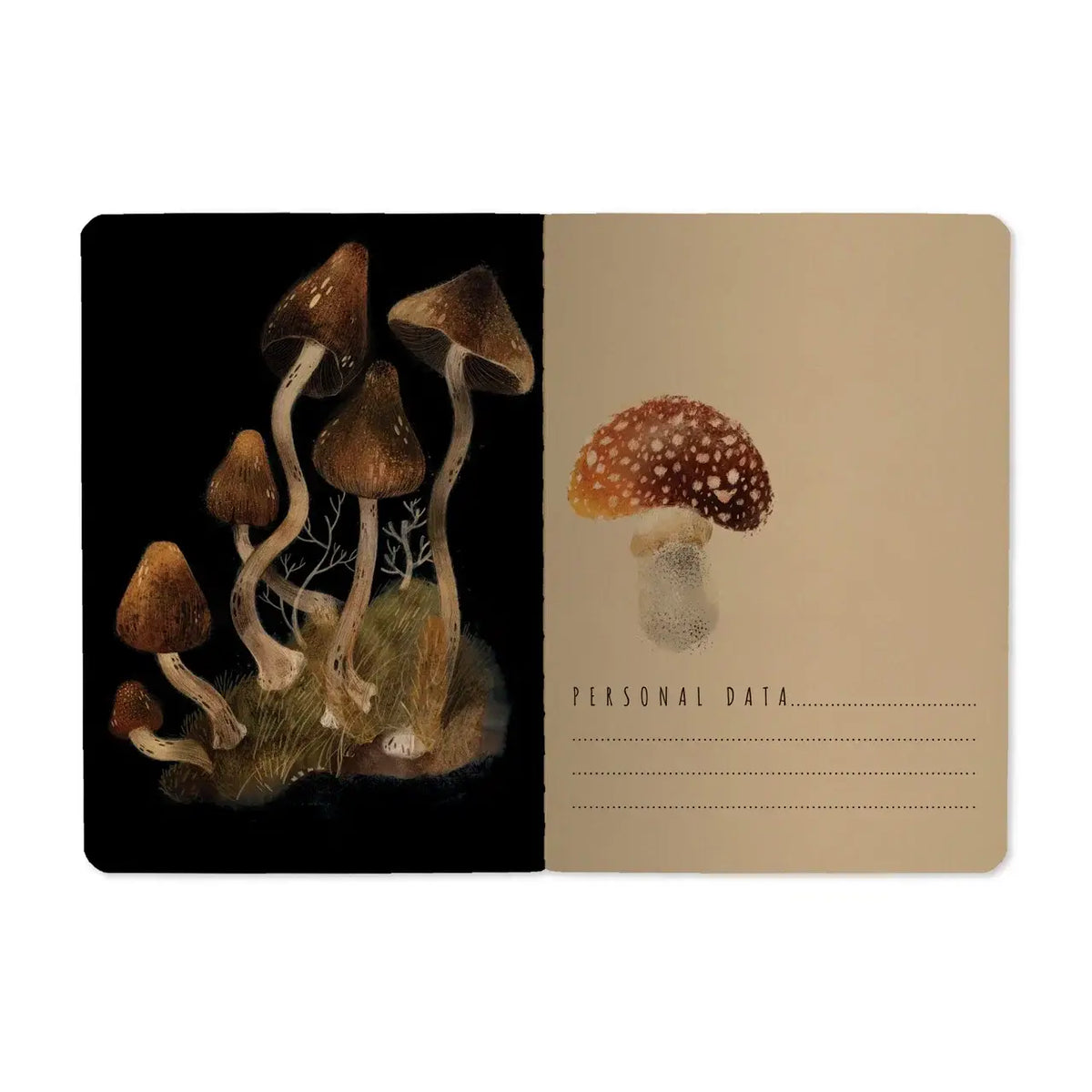A6 Passport Notebook  - Forest Mushrooms
