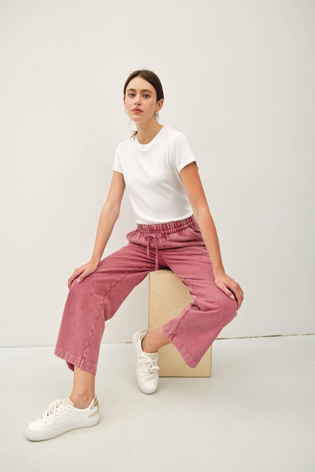 ACID WASH COTTON DRAWSTRING SWEATPANTS