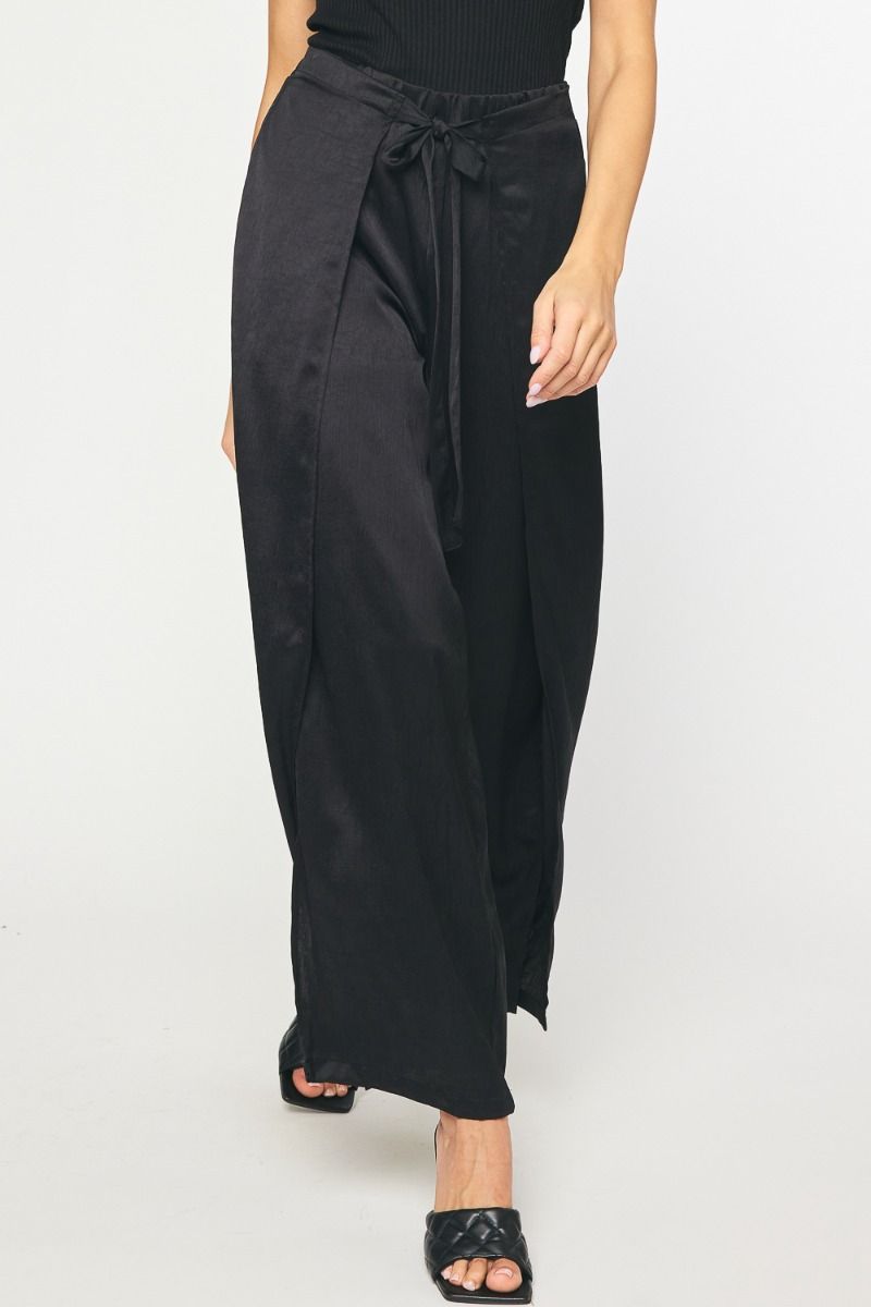 Satin high waisted wide leg pant