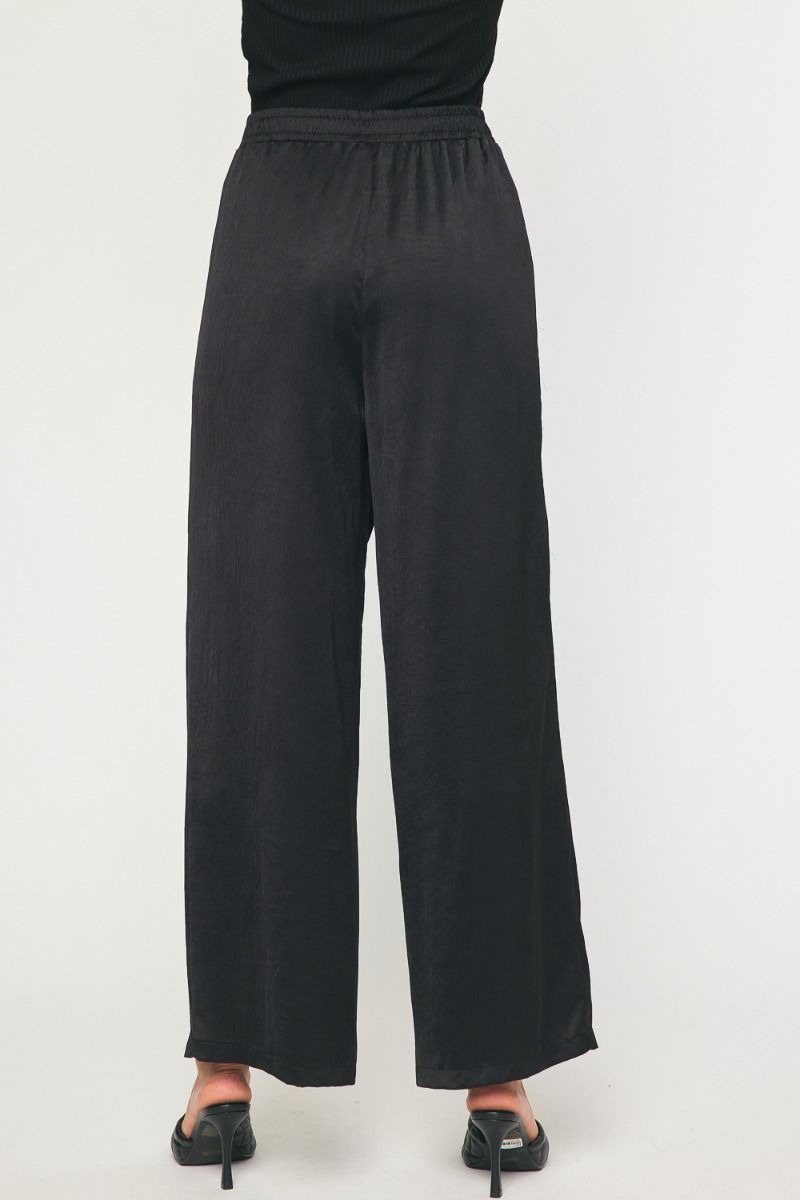 Satin high waisted wide leg pant