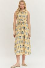 Yellow Printed Sleeveless Dress