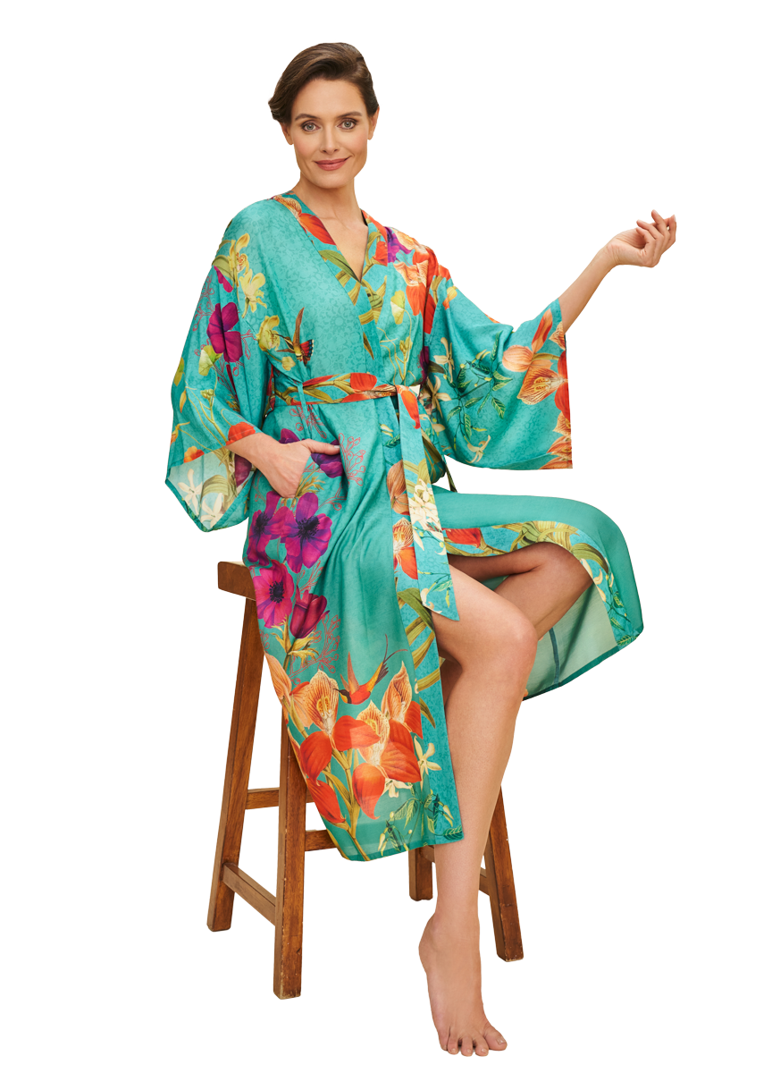 Hummingbird at Dusk Kimono Gown