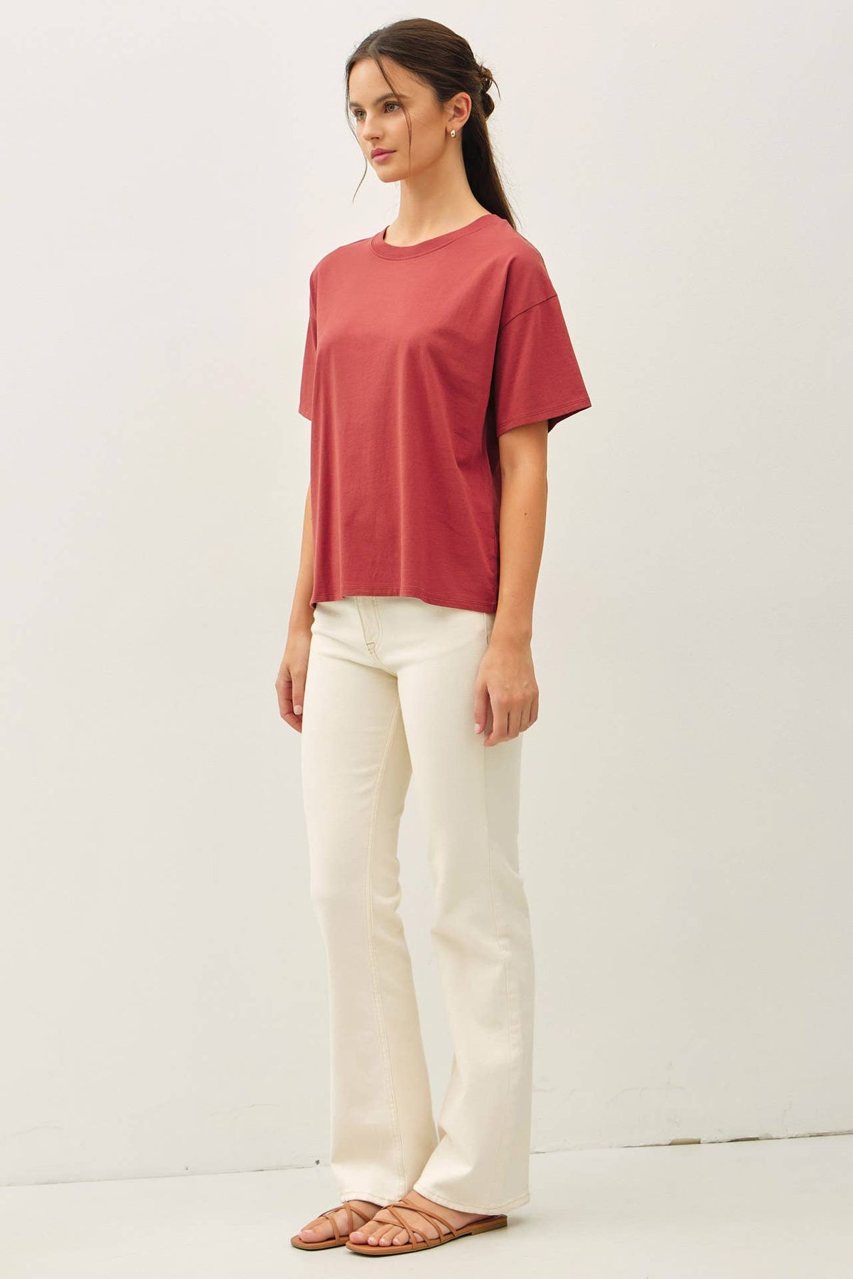 COTTON JERSEY OVERSIZED CROP T-SHIRTS