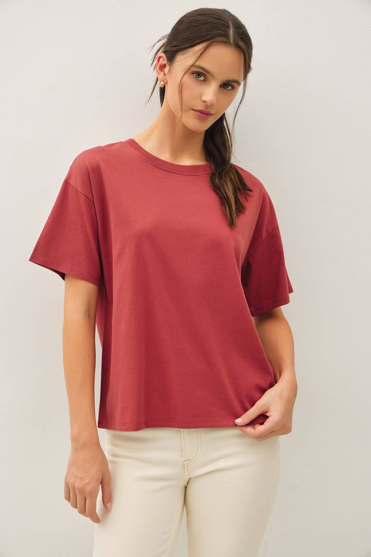 COTTON JERSEY OVERSIZED CROP T-SHIRTS