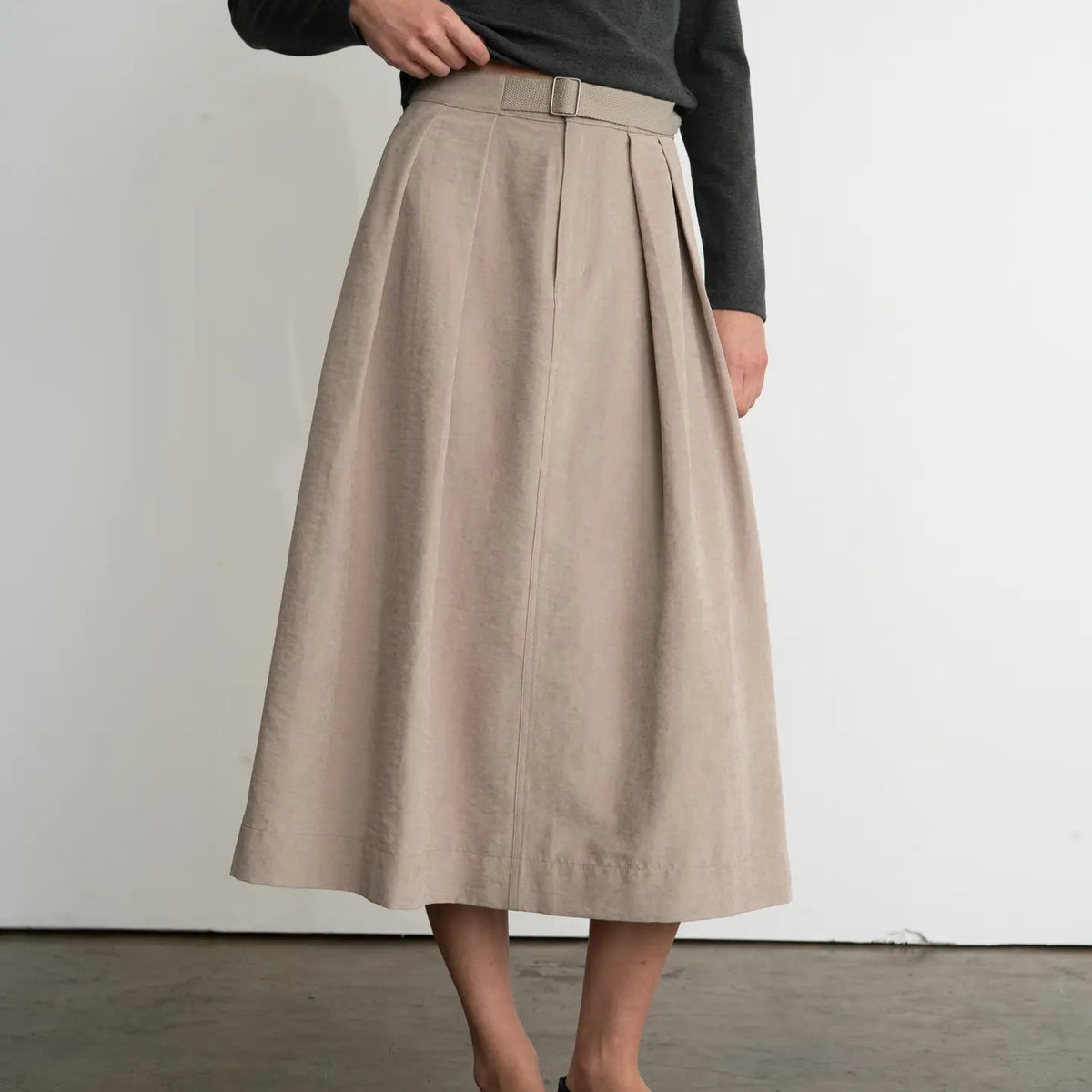 Timeless High-Waisted Suede Midi Skirt