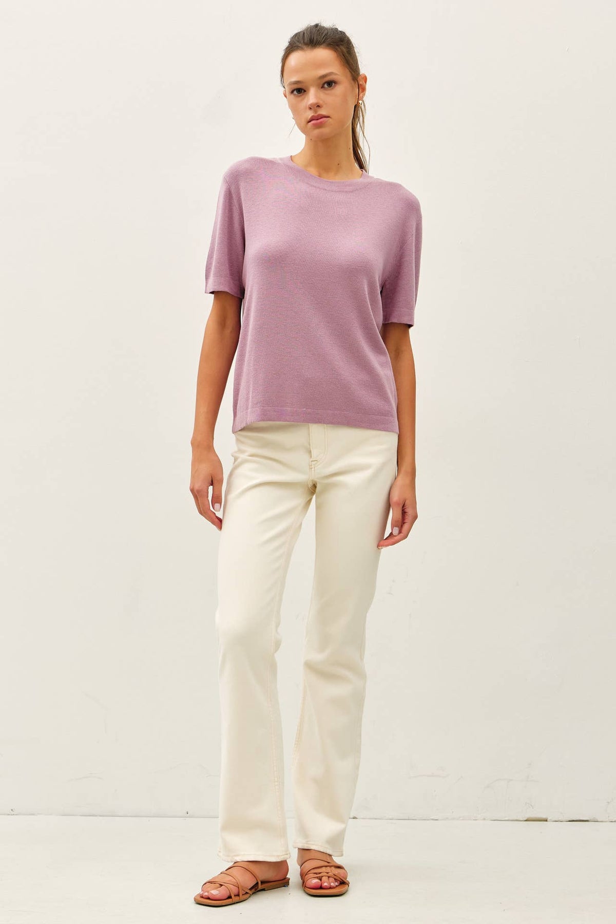CASHMERE BLENDED SHORT SLEEVE SWEATER