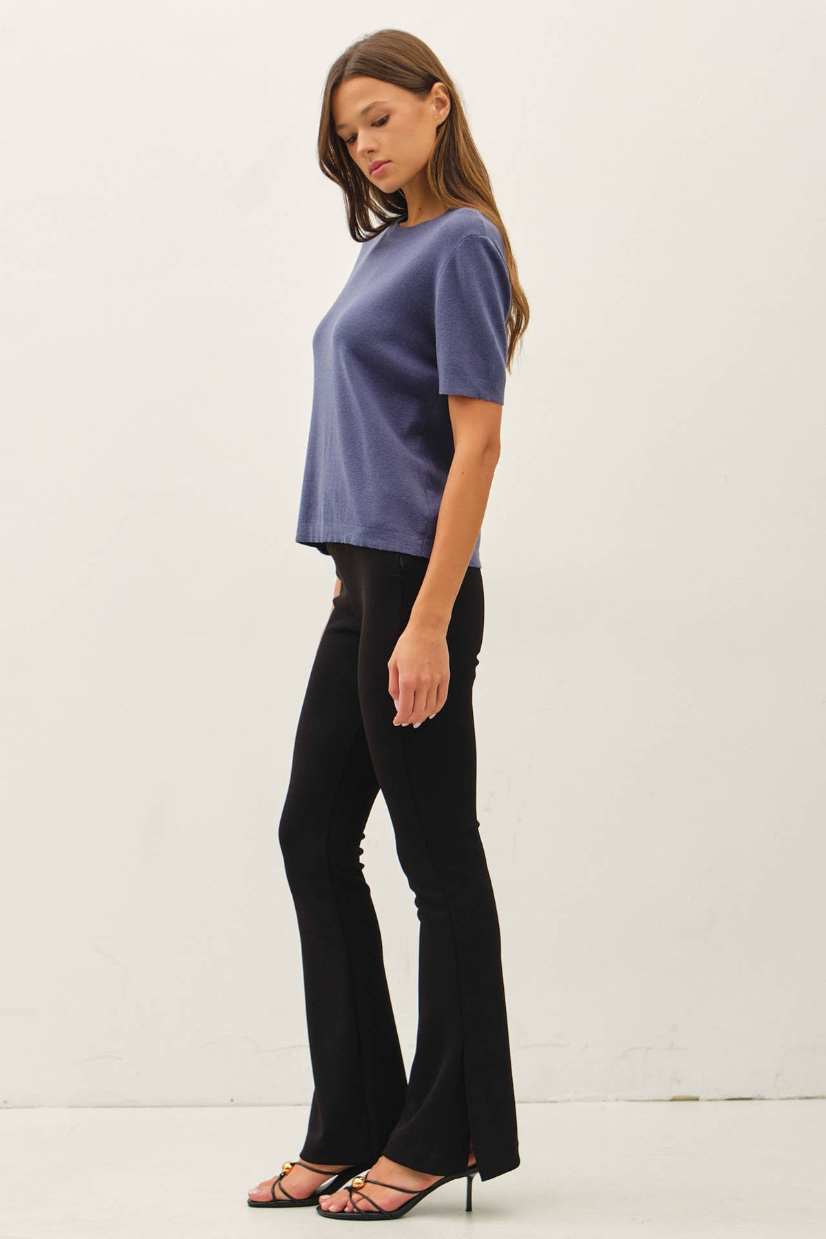 CASHMERE BLENDED SHORT SLEEVE SWEATER