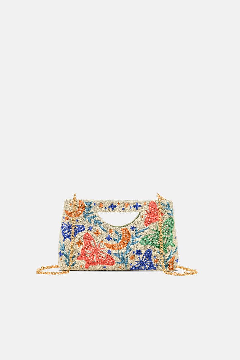 Mariposa Monarch Butterfly Beaded Handheld Clutch