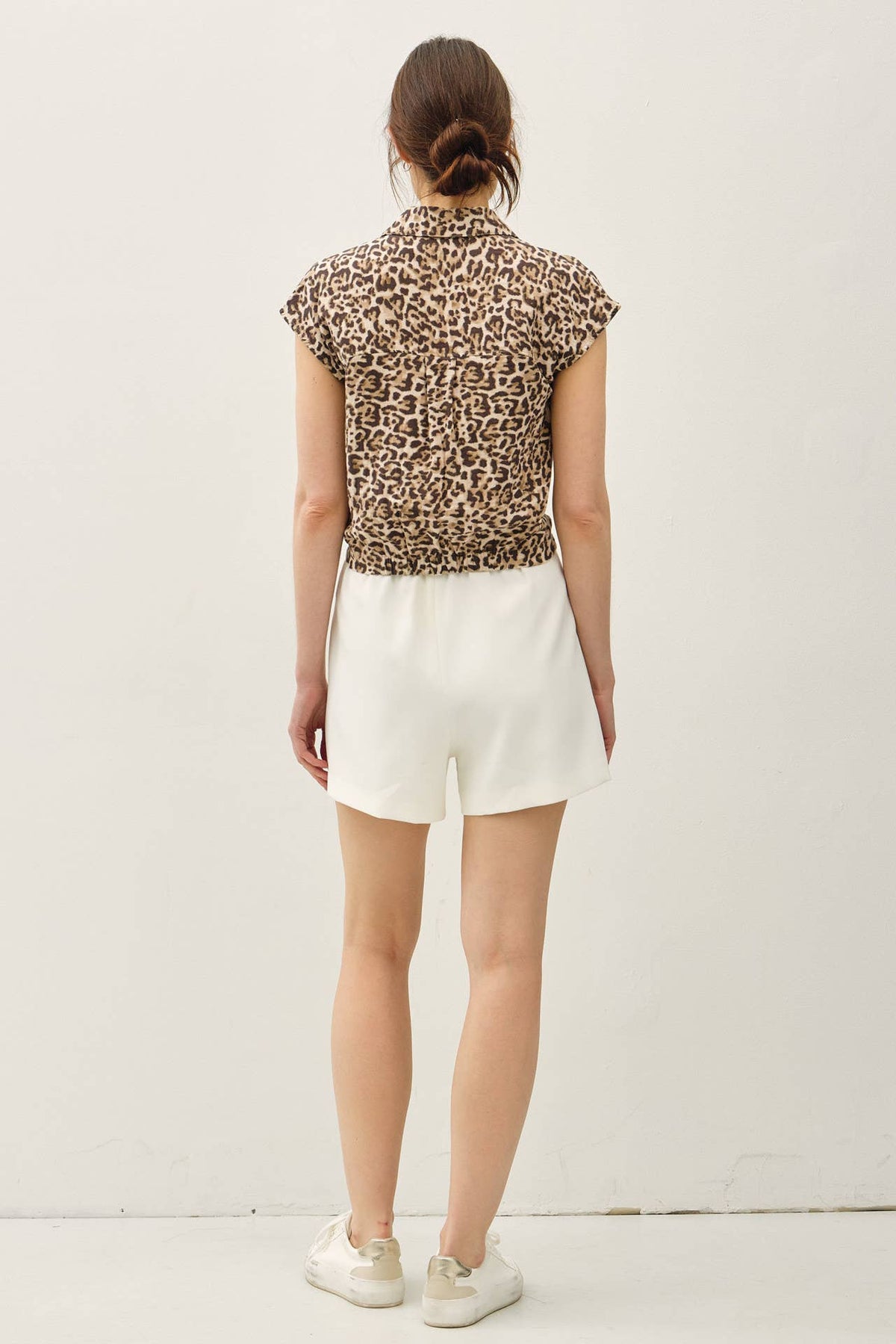 LEOPARD CAP SLEEVE TOP