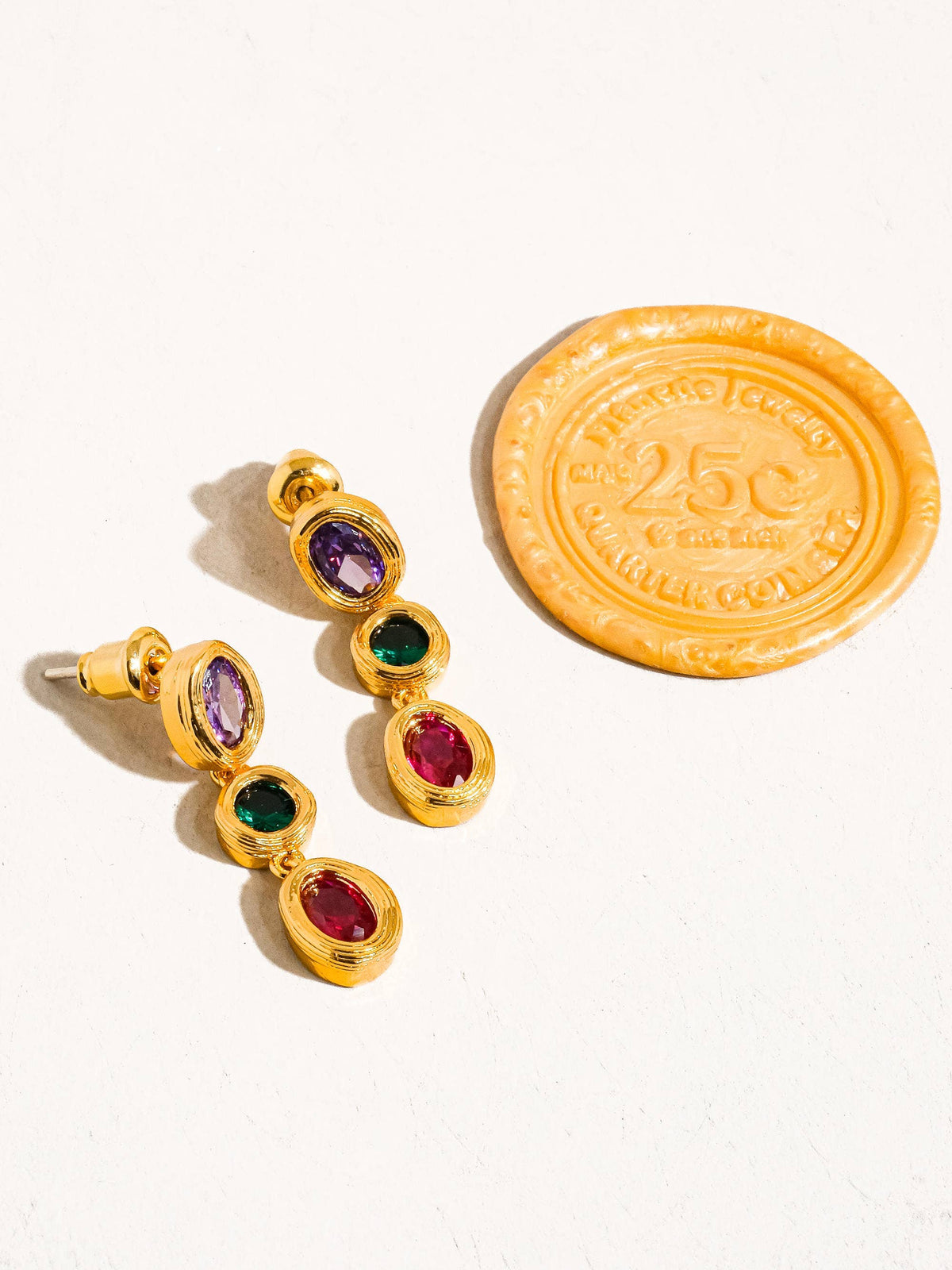 Brunwyn 18K Gold Multi Stone CZ Drop Earring