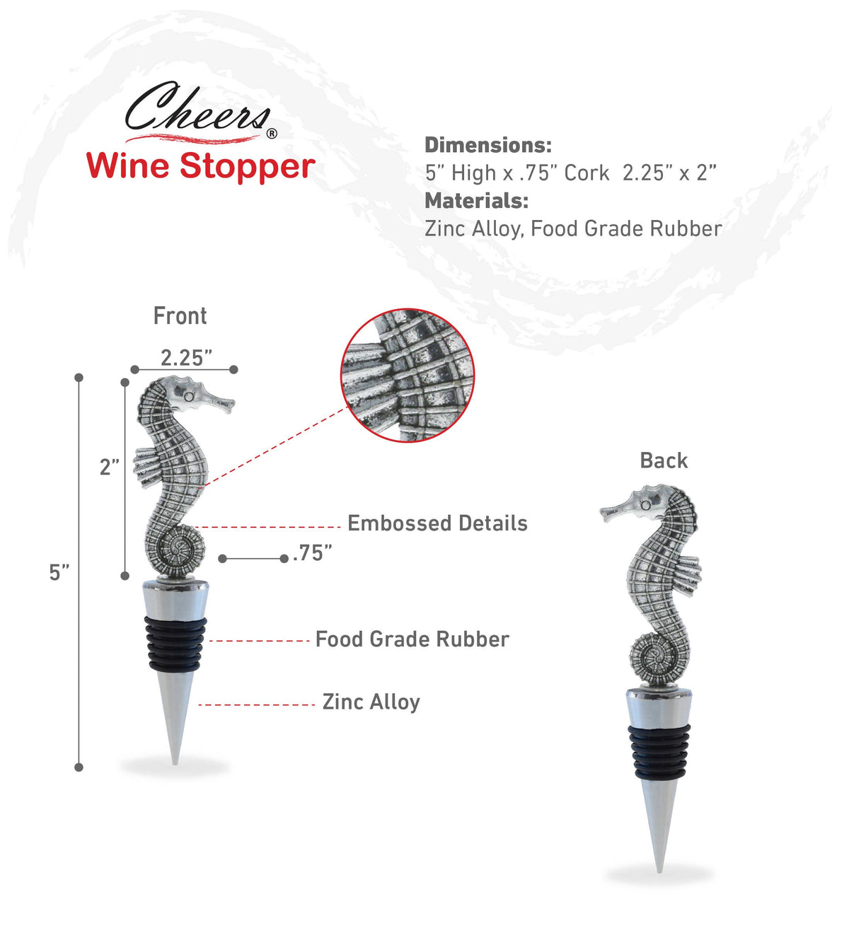 Wine Stopper - Metal Seahorse