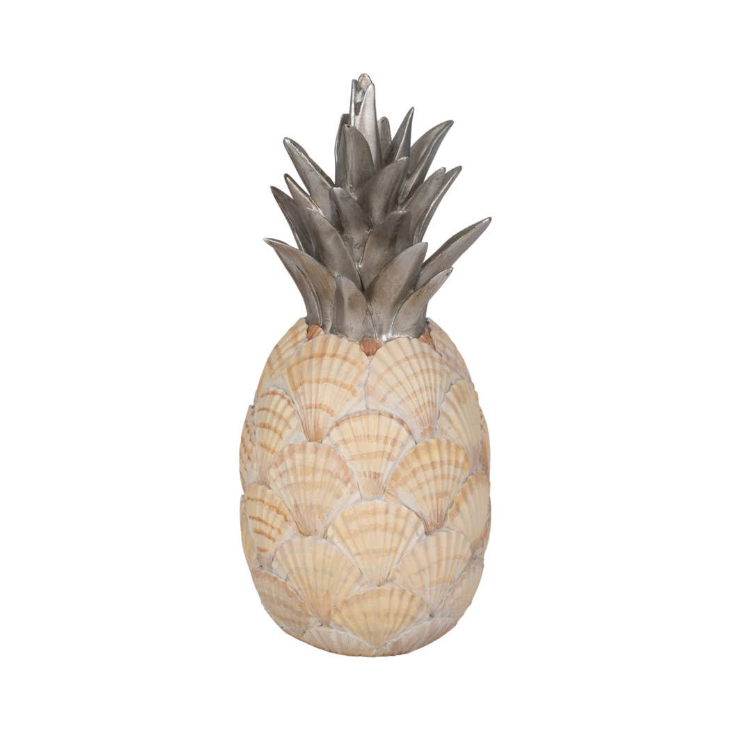 Polyresin Seashell Pineapple Decor Sculpture - Multi, 12 in.
