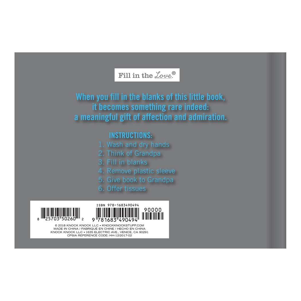 What I Love About Grandpa Fill in the Love® Book