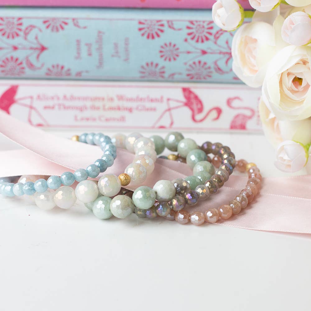 Gemstone Bracelet-Faceted Aquamarine, 6mm