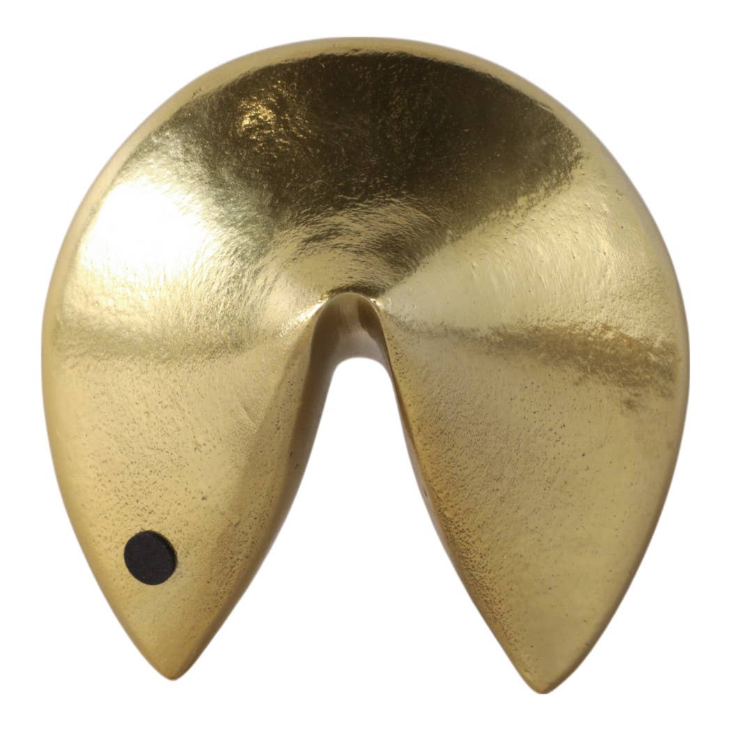 Metal Fortune Cookie Decorative Figurine - Gold, 5 in.