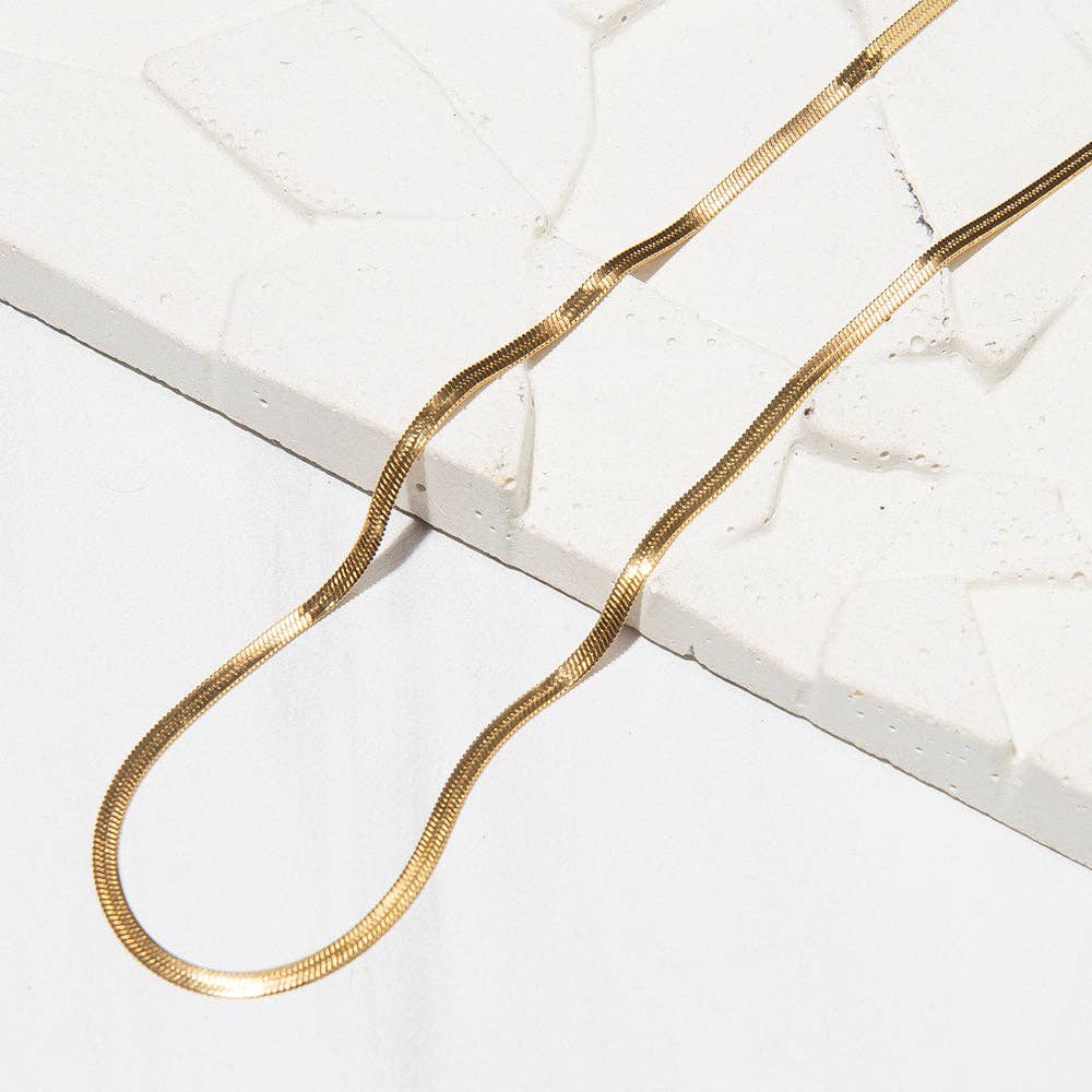 Gilded Gold Necklace-24" Herringbone Chain | Charm Necklace