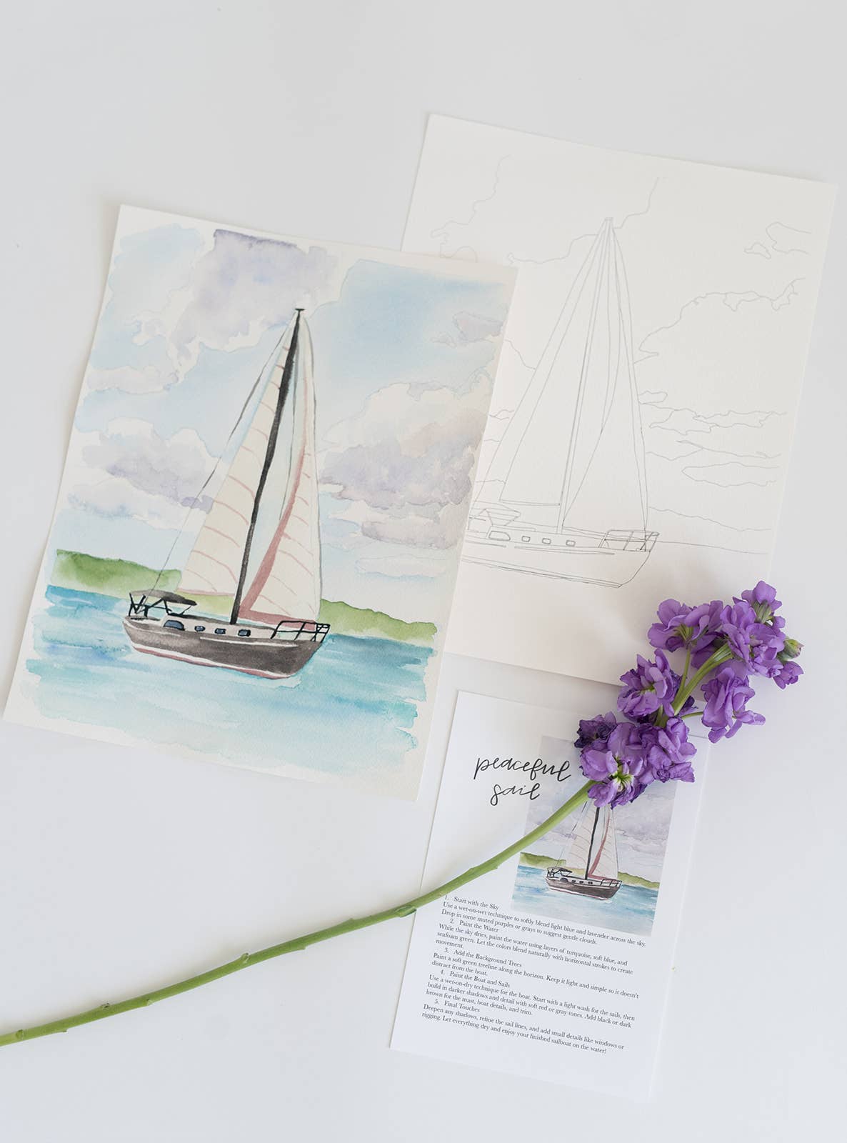 Peaceful sail - watercolor kit