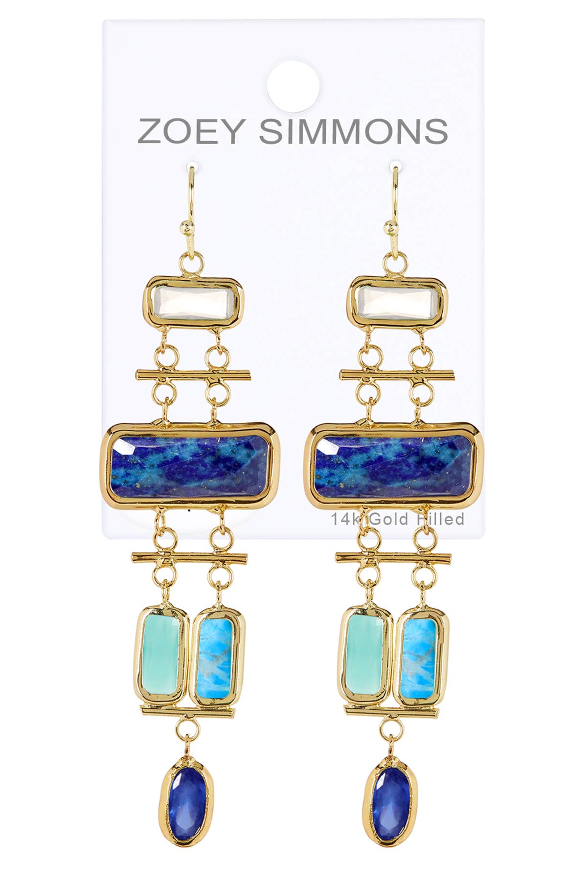 Lapis Art Deco Chandelier Earrings - GF