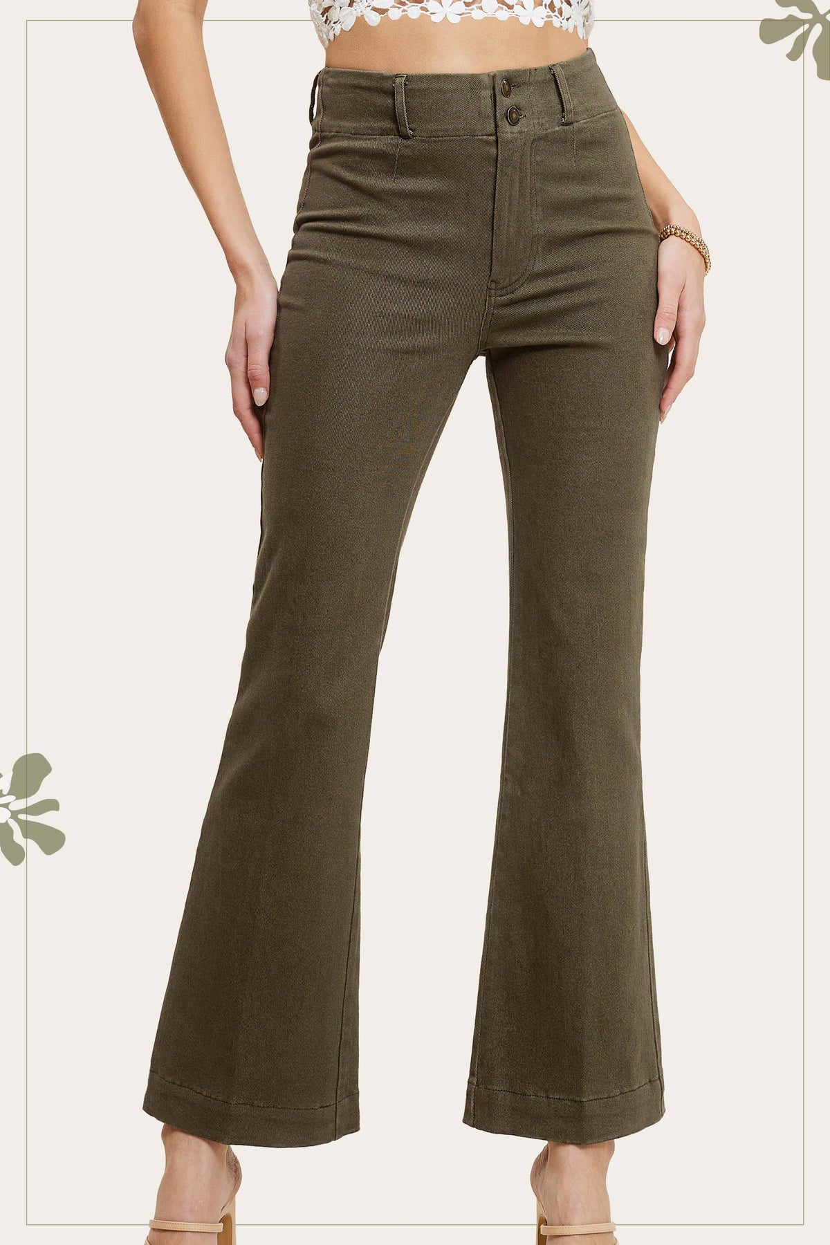 Soft Washed Stretchy High Waisted Wide Flare Pants