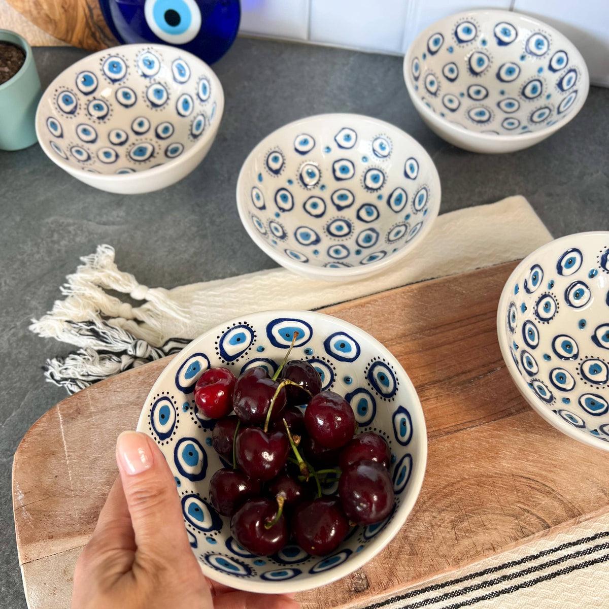 Medium Evil Eye Bowl, Boho Home Decor, Decorative Bowl