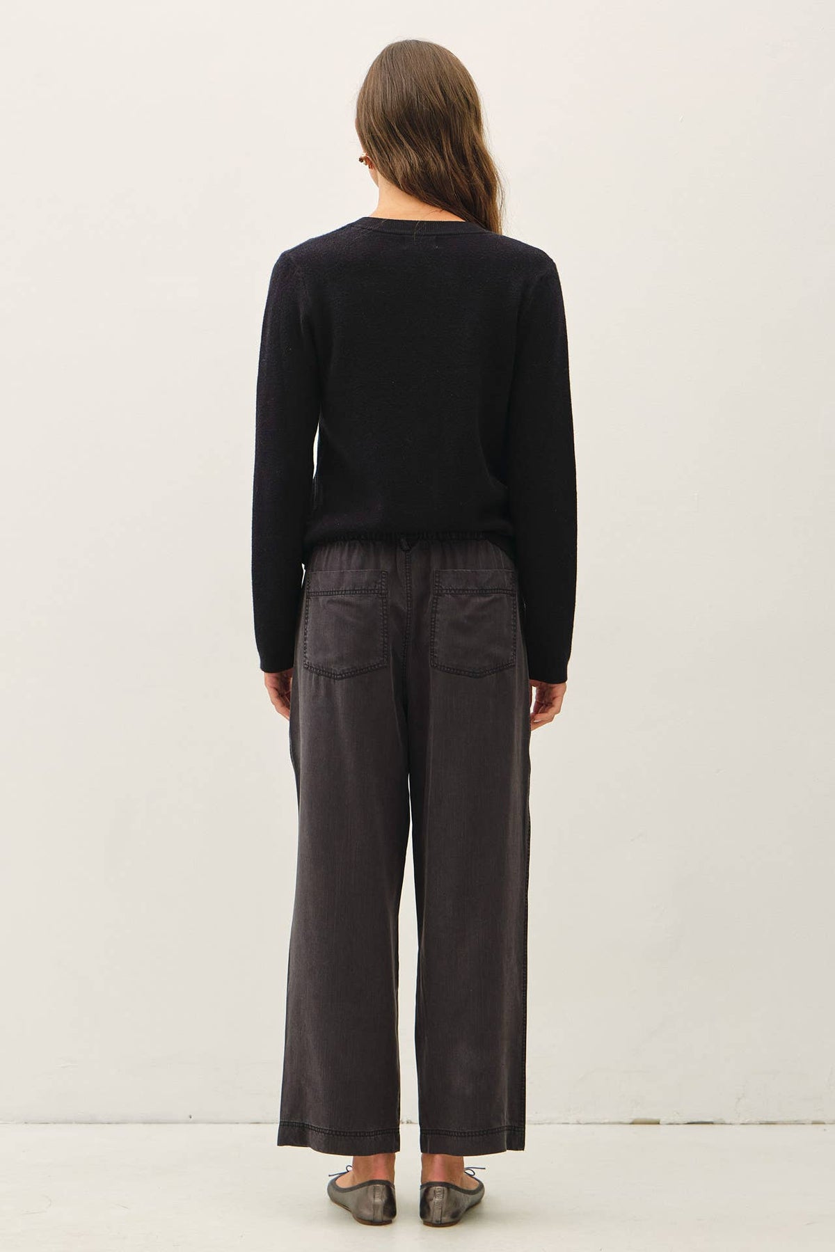 WIDE LEG TENCEL PANT W/ DRAWSTRING ELASTIC WAIST