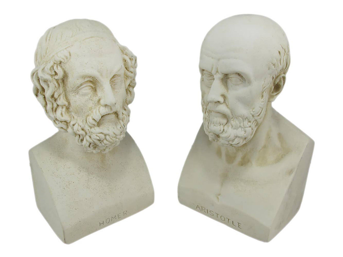 Aristotle and Homer Bust Antique White Plaster Bookends
