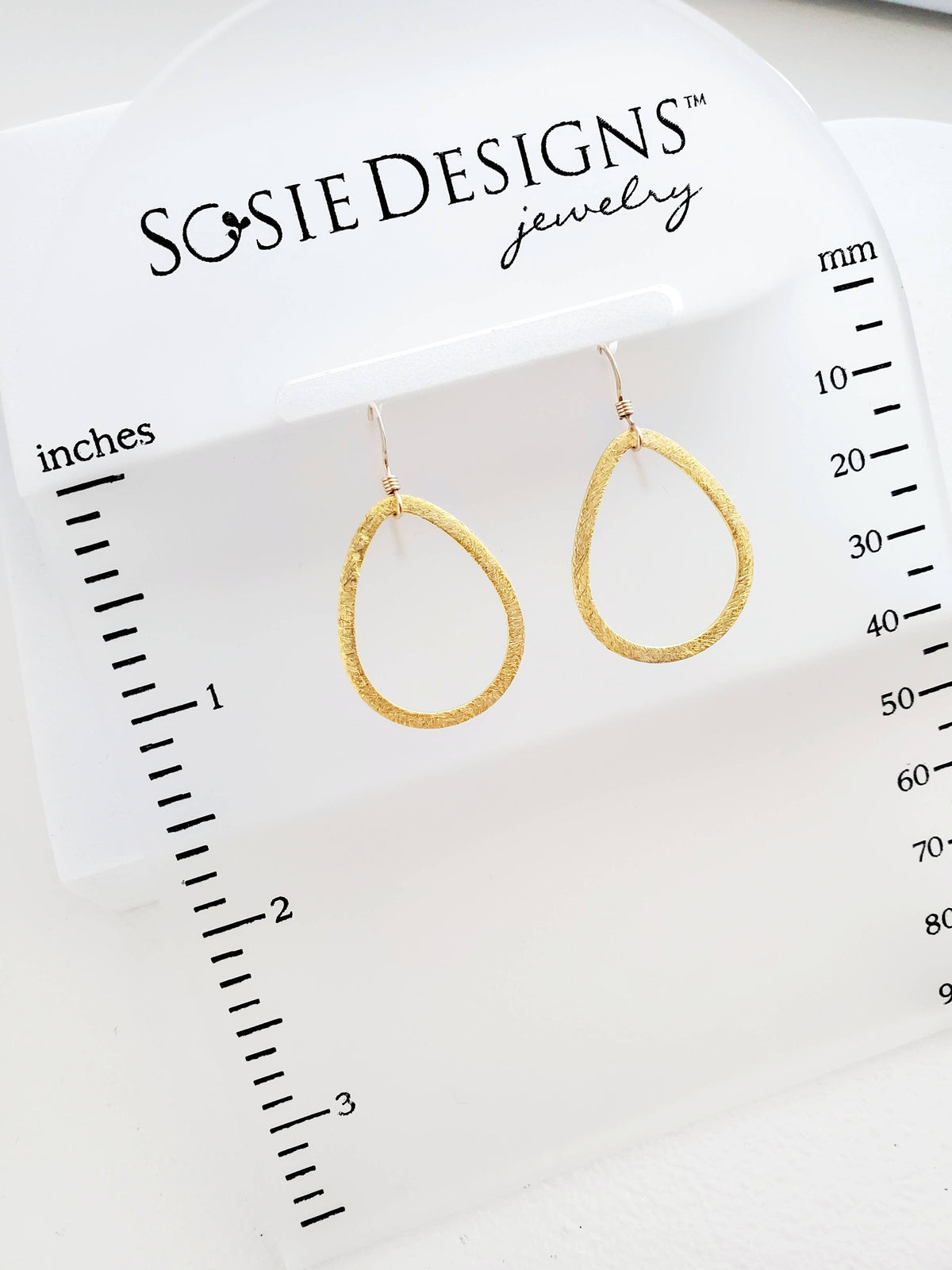 Gold Vermeil Brushed Teardrop Earrings