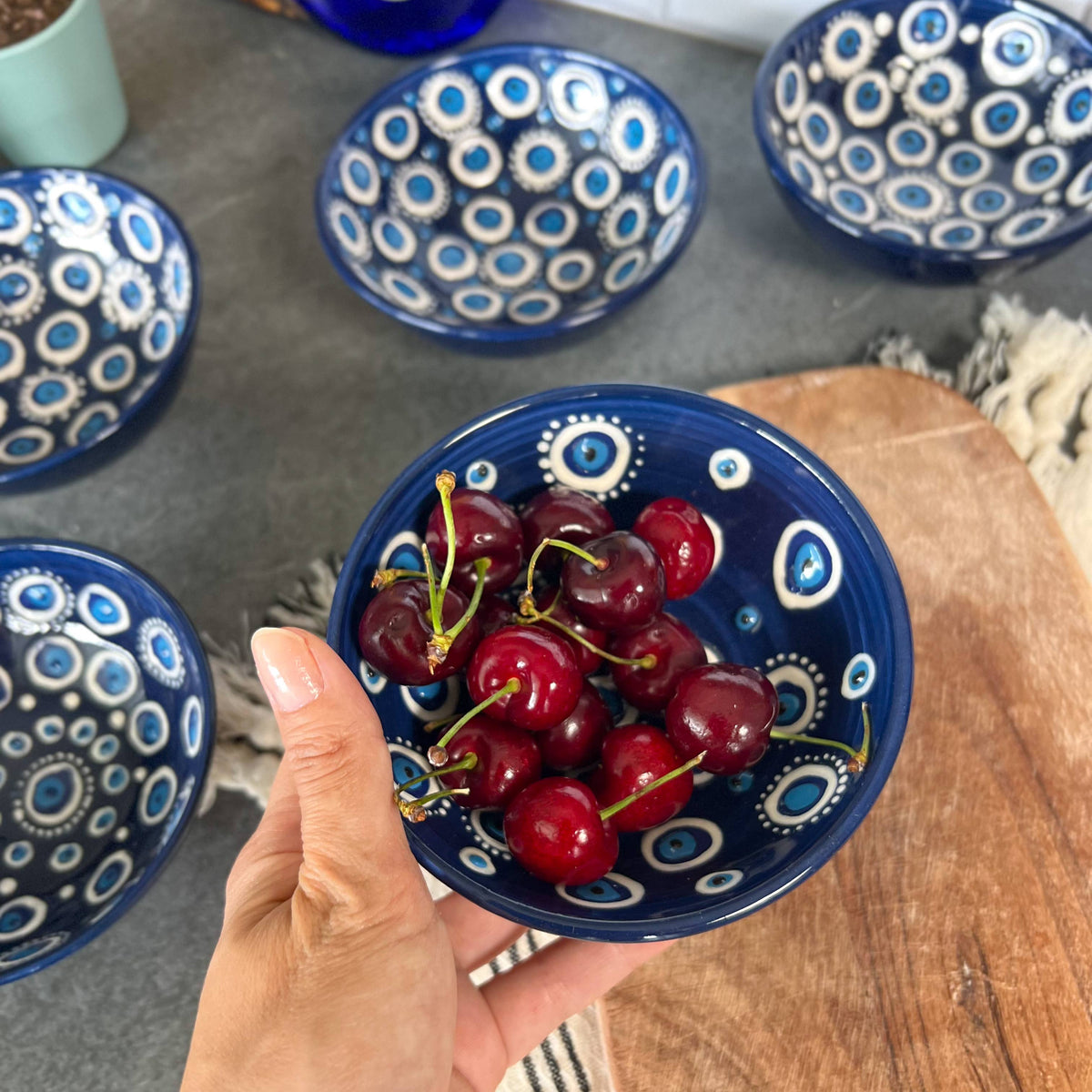 Medium Evil Eye Bowl, Handmade Ceramic Bowl, Boho Decor