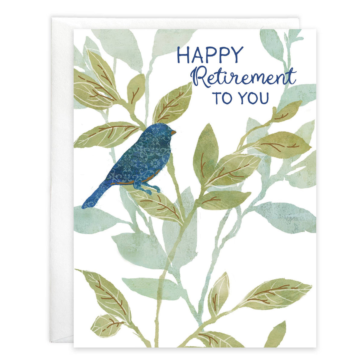 With Scripture Retirement Card - Navy Bird on Branch
