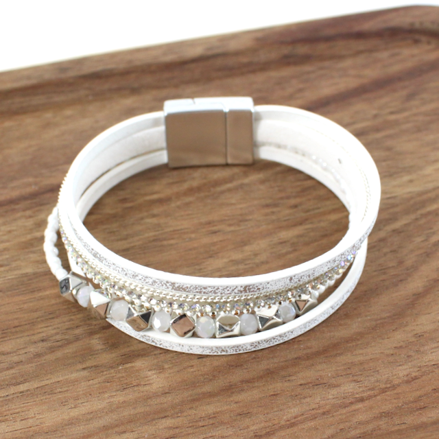 Stud Bead Decor PU Leather Wrap Bracelet