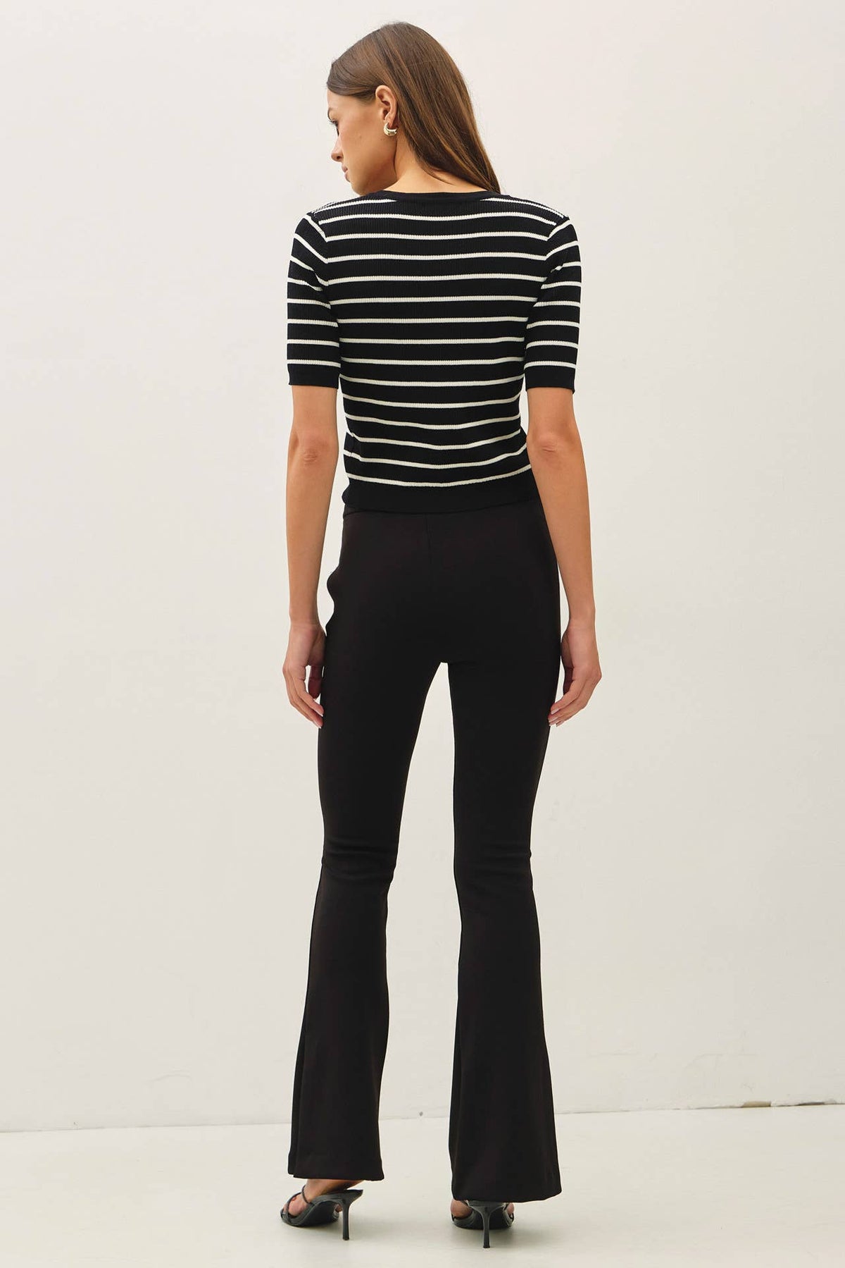 STRIPED SHORT SLEEVE CARDIGAN