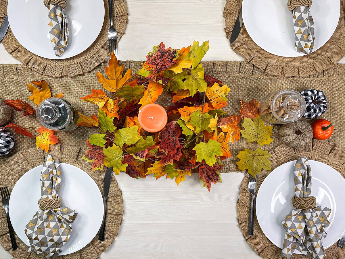 Set of 4 Burlap Round Placemats, 15 Inch