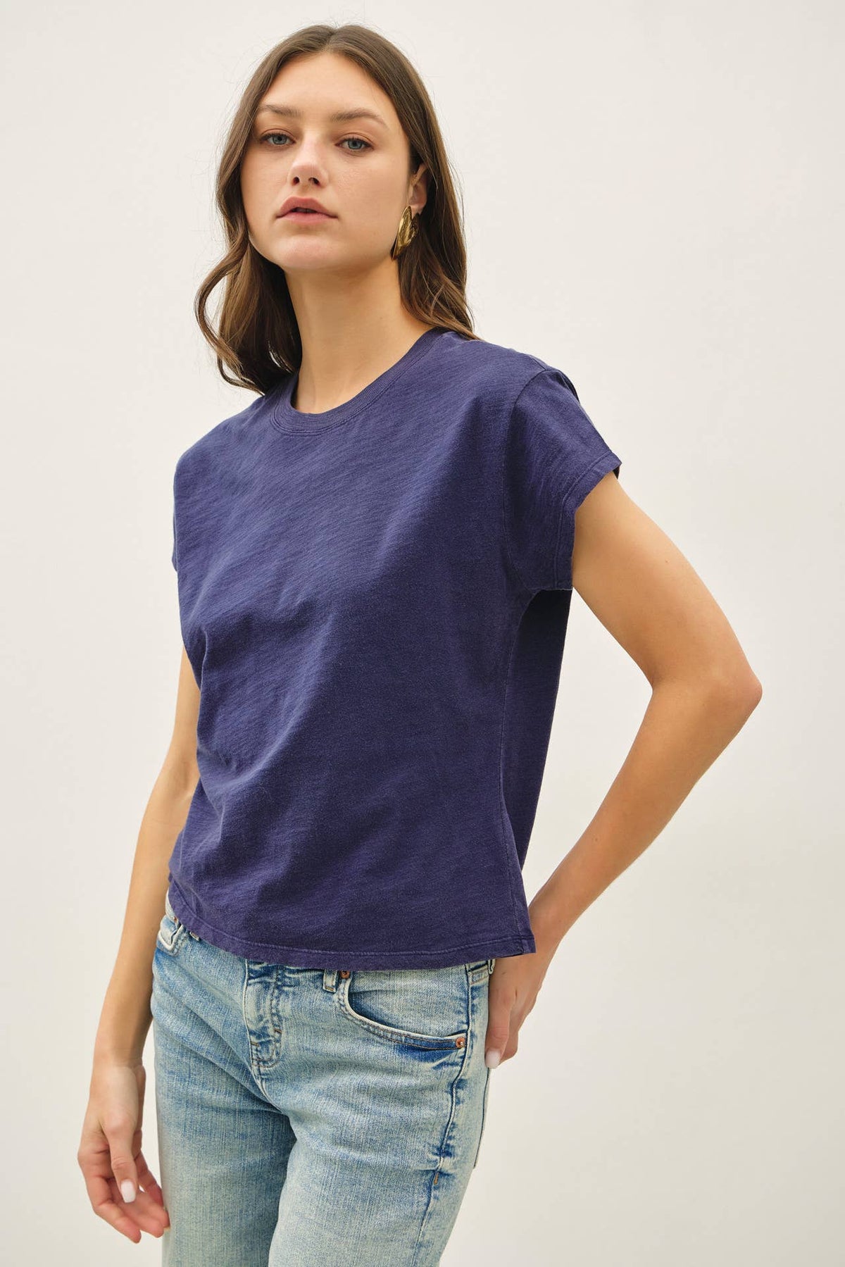 GARMENT DYE COTTON SLUB SLIM FIT CREWNECK BABY TEE