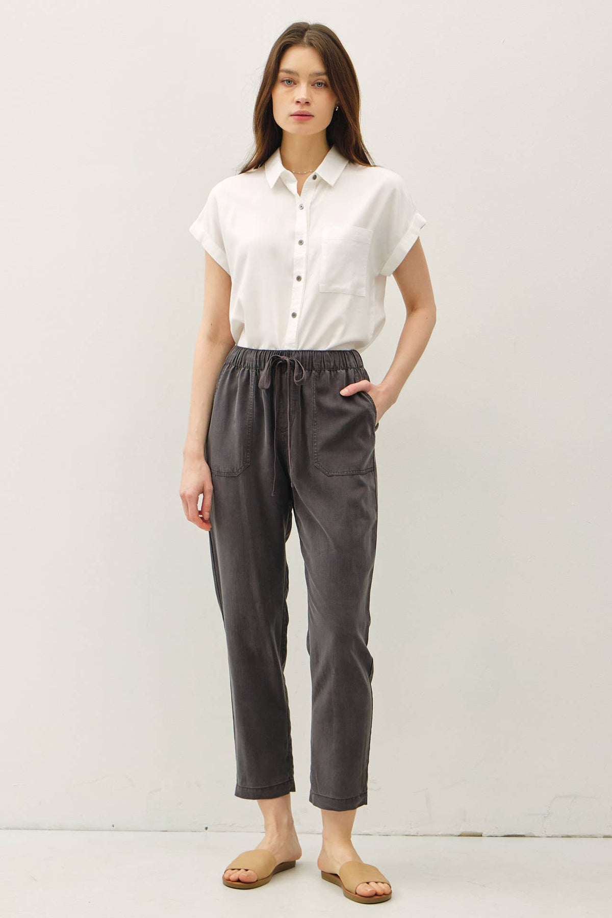 NEW COLOR -TENCEL TAPERED PANTS