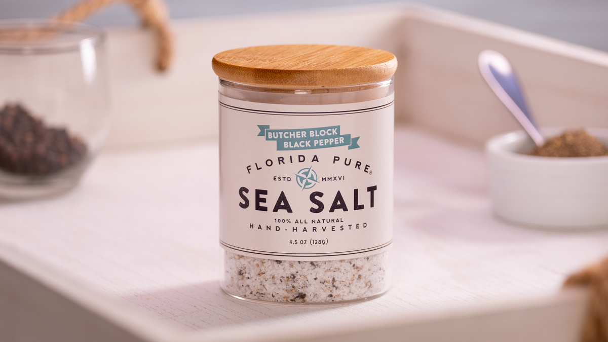 Flaked Sea Salt- Black Pepper Infused Sea Salt All-Natural