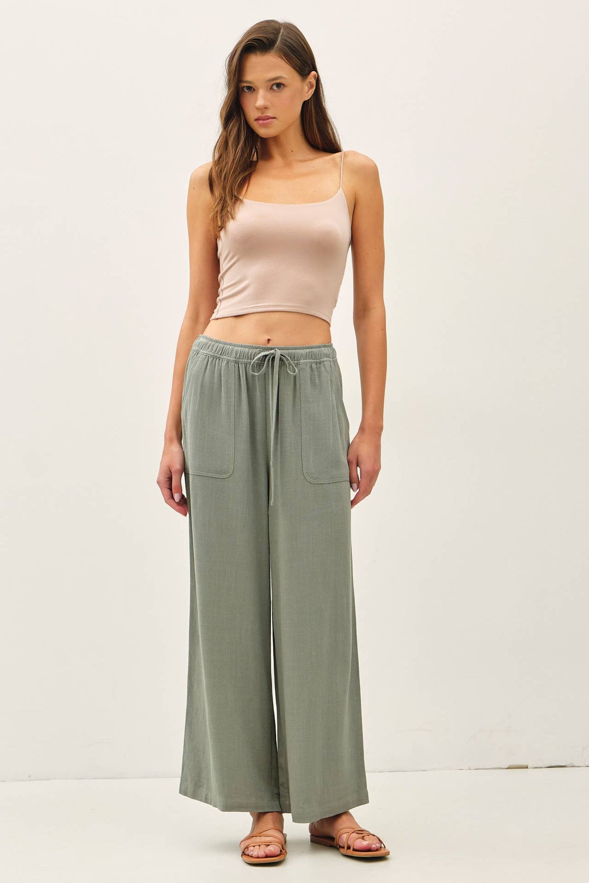 LINEN WIDE-LEG PANTS