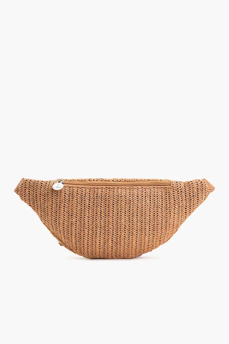 Marine Raffia Embellished Fanny Sling Bag