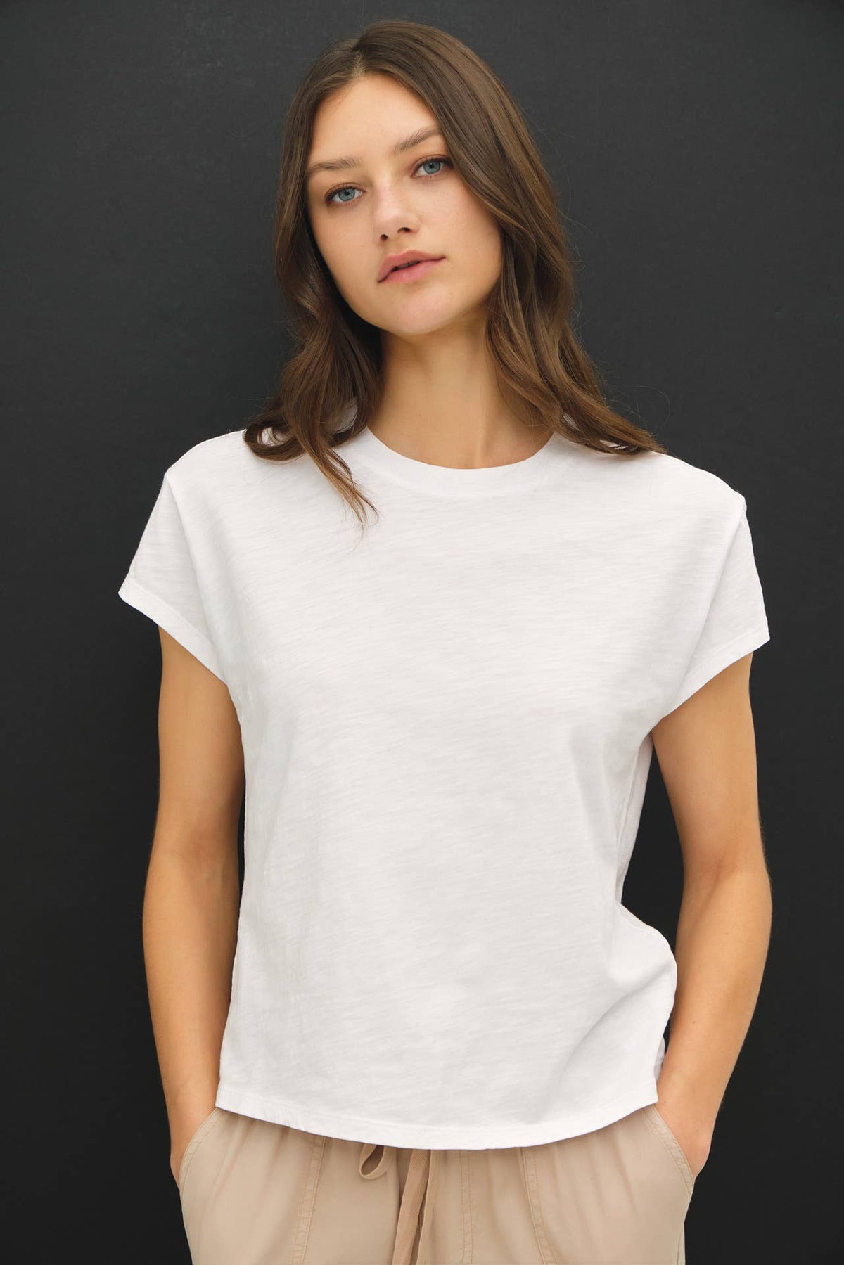 GARMENT DYE COTTON SLUB SLIM FIT CREWNECK BABY TEE
