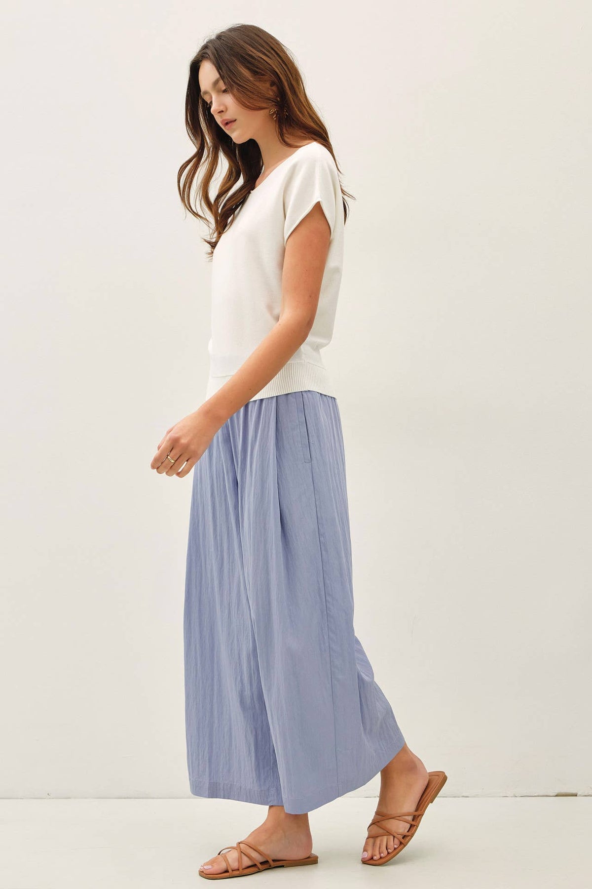 BOAT NECK CAP SLEEVE FINE SWEATER TOP